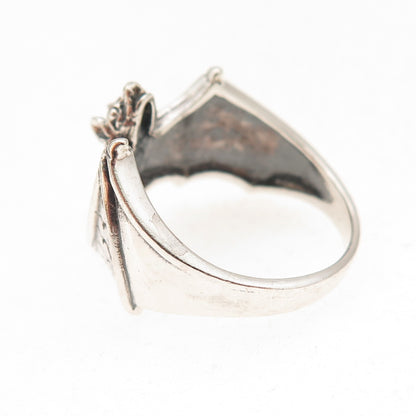925 Sterling Silver Vintage Bat Oxidized Ring Size 9.25