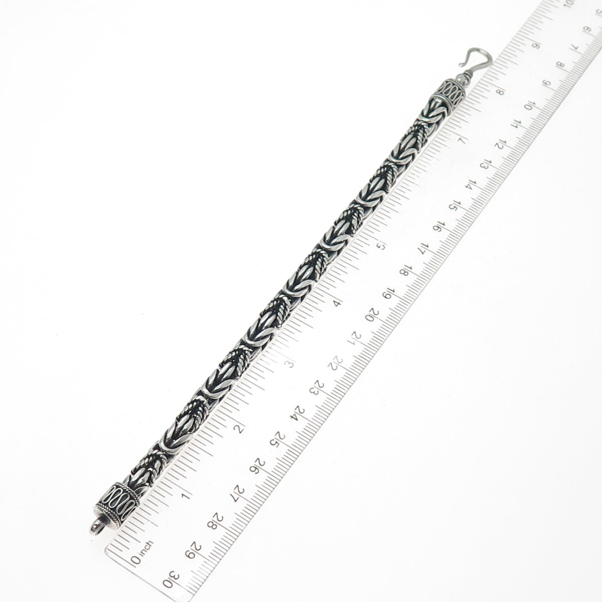 925 Sterling Silver Vintage Byzantine Link Oxidized Bracelet 7.25"