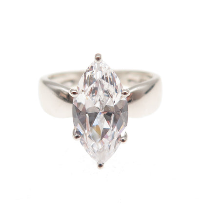 Seta 925 Sterling Silver Vintage Marquise-Cut C Z Engagement Ring Size 5