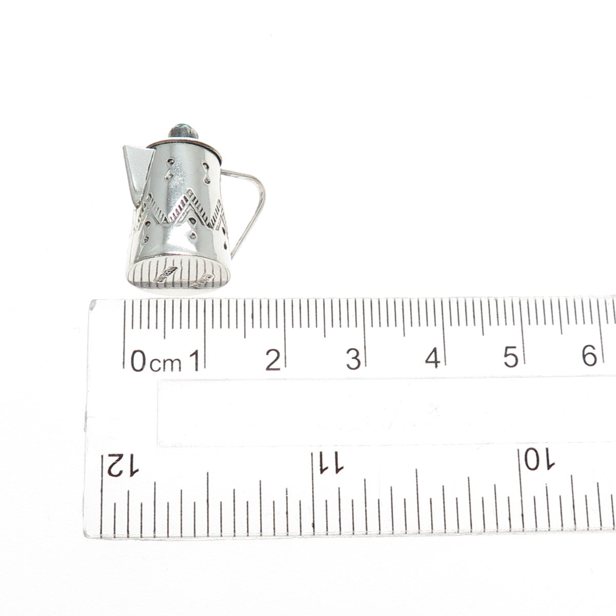 Elizabeth Margret Whitman Navajo Old Pawn Sterling Turquoise Teapot 3D Pendant