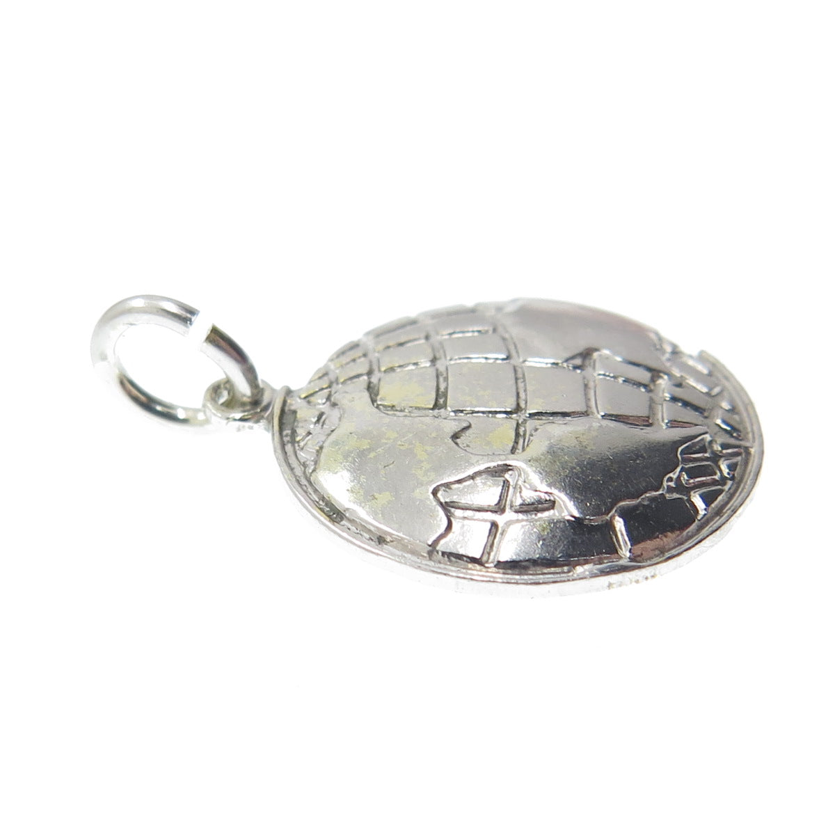 925 Sterling Silver Vintage Globe Pendant