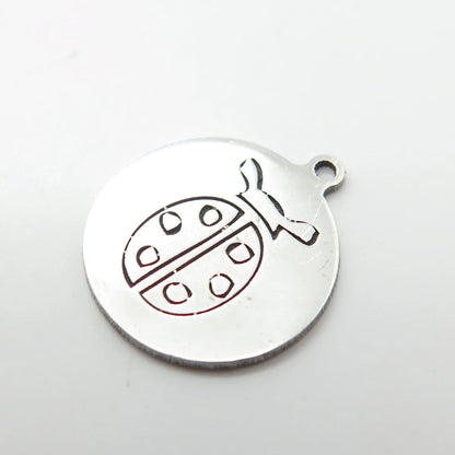 925 Sterling Silver USA Two In Town Ladybug Charm Pendant