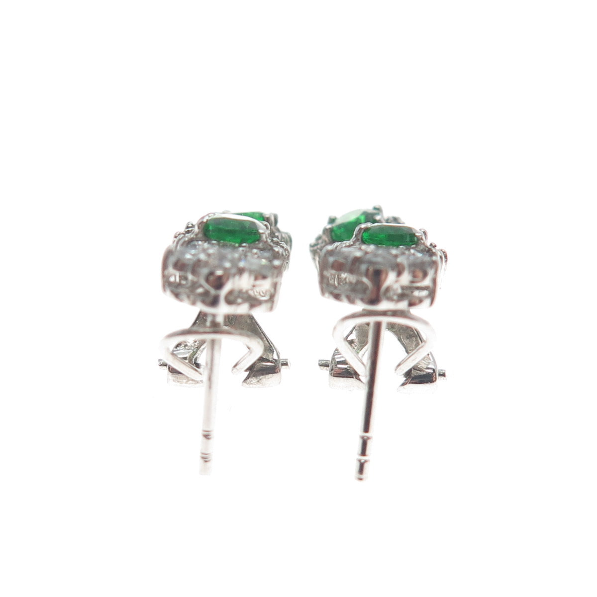 AMC Jewelry 925 Sterling Silver Green & White C Z Bohemian Dangling Earrings