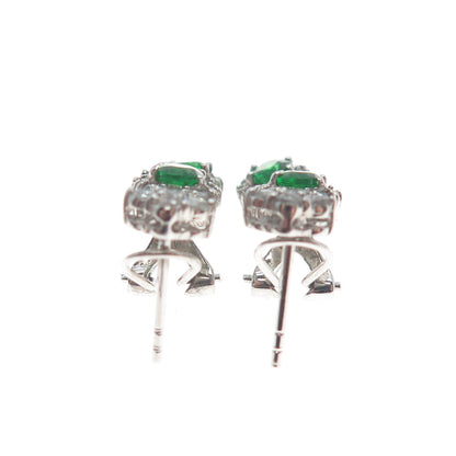 AMC Jewelry 925 Sterling Silver Green & White C Z Bohemian Dangling Earrings