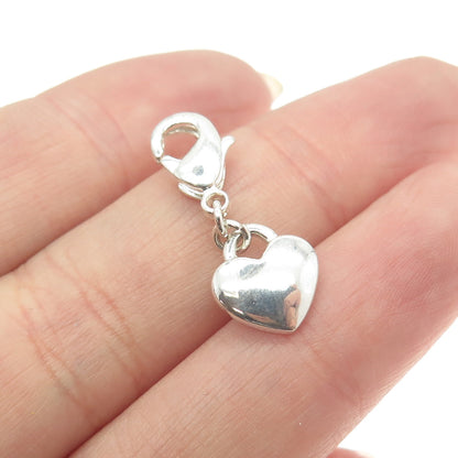 925 Sterling Silver Heart Lobster Lock Charm Pendant