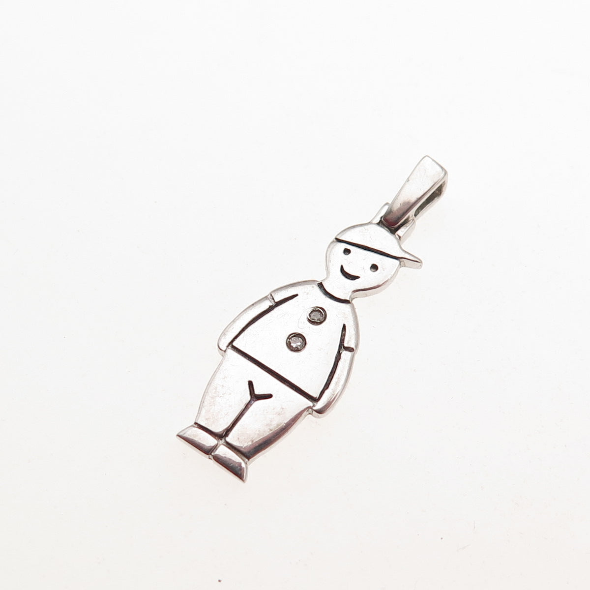 925 Sterling Silver Real Round-Cut Diamond Boy Charm Pendant