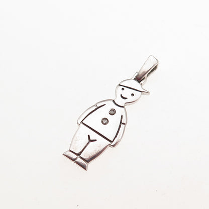925 Sterling Silver Real Round-Cut Diamond Boy Charm Pendant