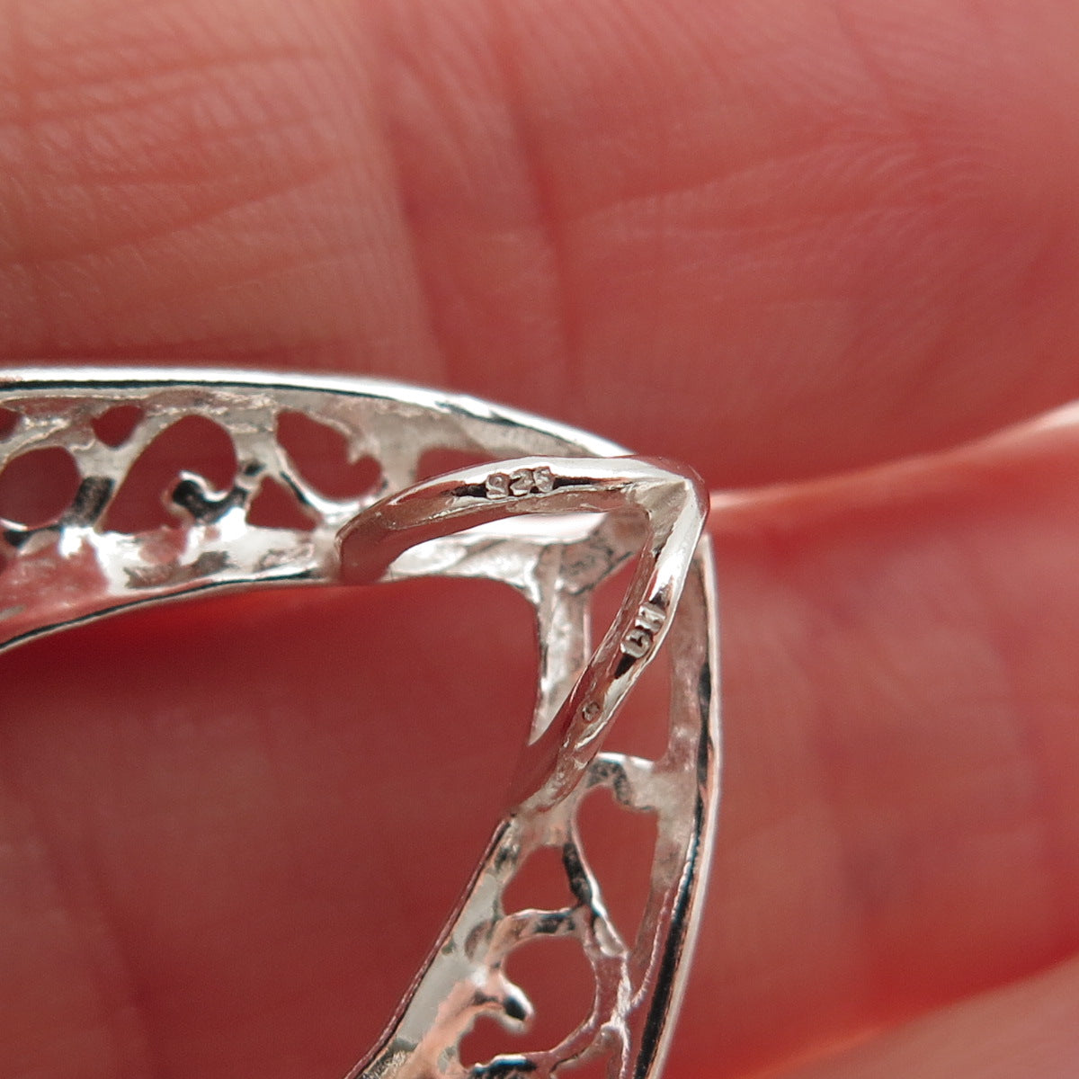 925 Sterling Silver Vintage Ornate Teardrop Slide Charm Pendant
