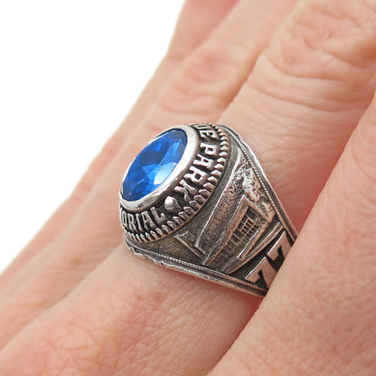 DIEGES & CLUST Sterling Vintage 1977 Lab-Sapphire Hyde Park School Ring Size 8