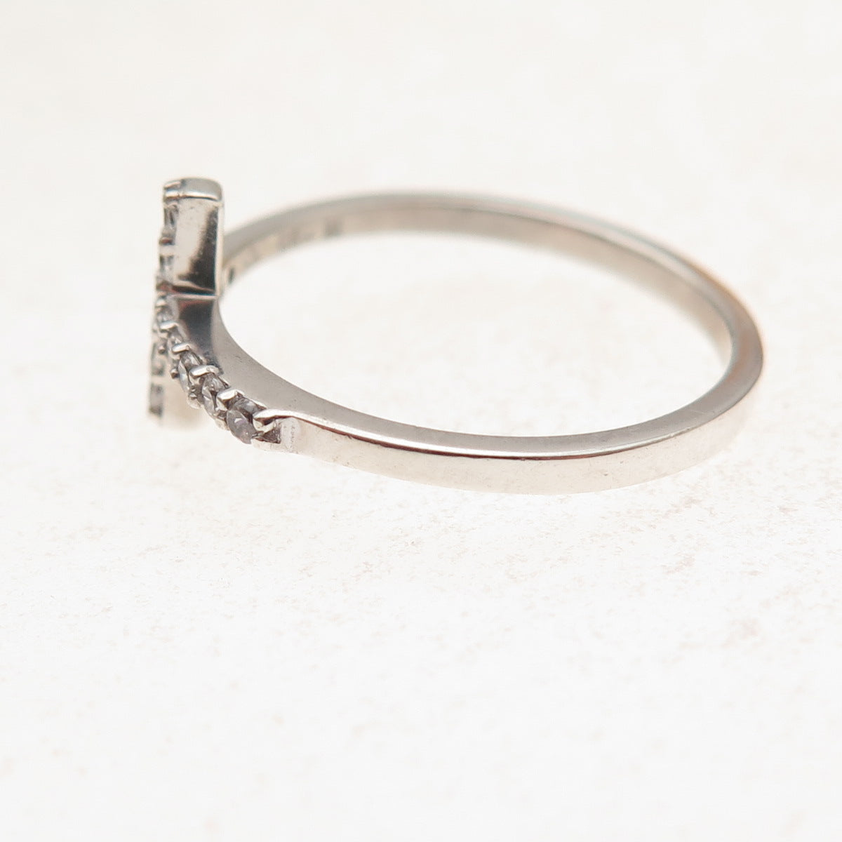 925 Sterling Silver Round-Cut C Z Cross Ring Size 7.25