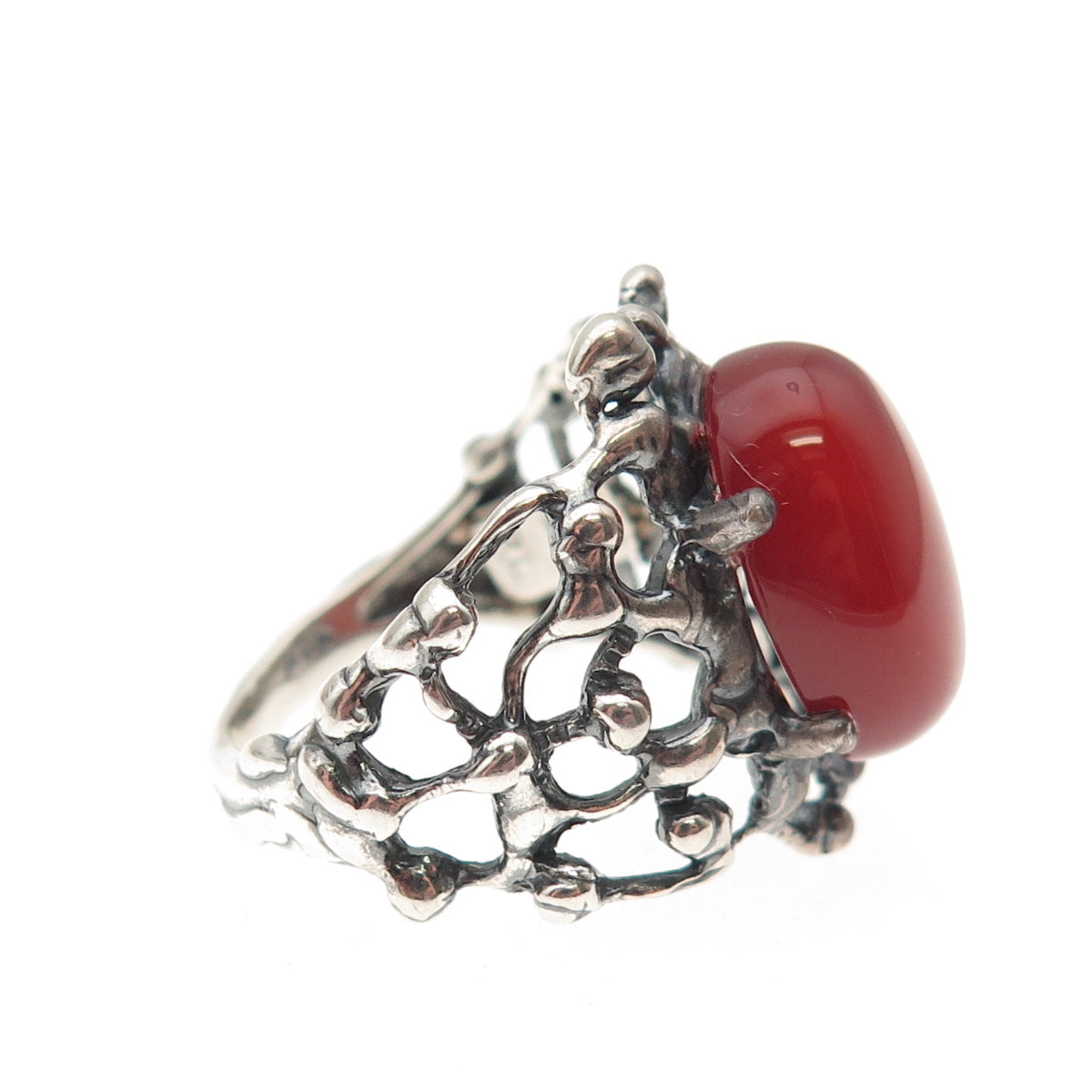 Yigal Avinoam Sterling Vintage Israel Real Carnelian Modernist Ring Size 9.75