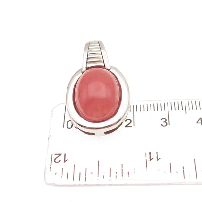 925 Sterling Silver Vintage Real Cherry Quartz Modernist Charm Pendant