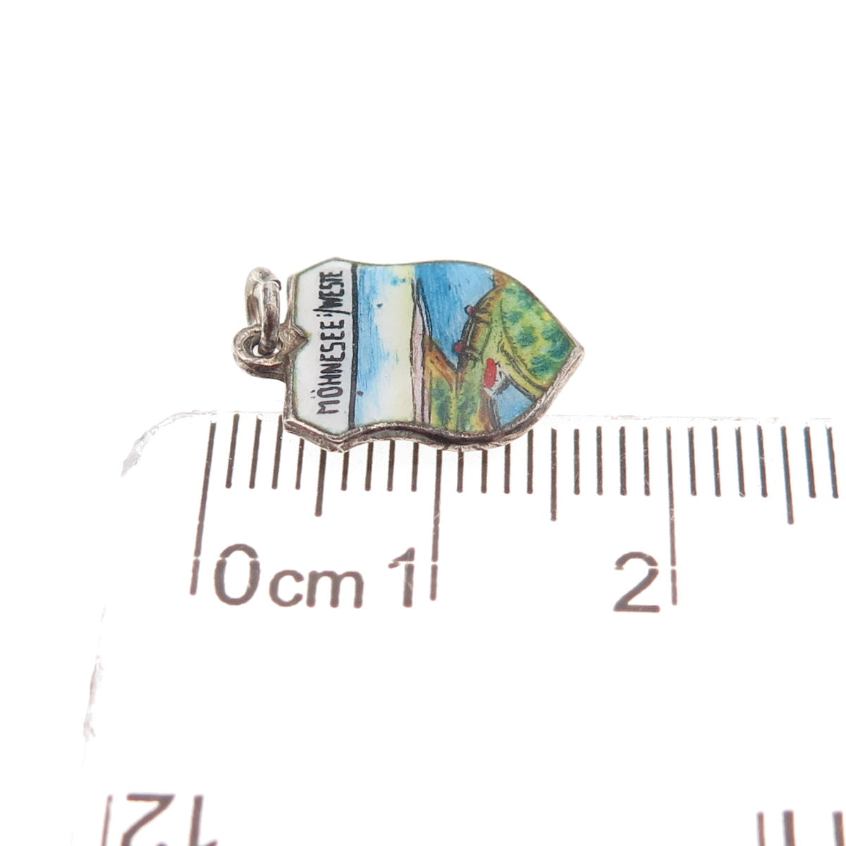 Fritz Reu & Co. 800 Silver Vintage Enamel Mohne Reservoir Mini Charm Pendant