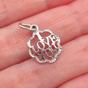 925 Sterling Silver Vintage I Love You Mini Charm Pendant
