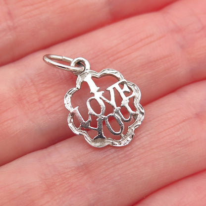 925 Sterling Silver Vintage I Love You Mini Charm Pendant