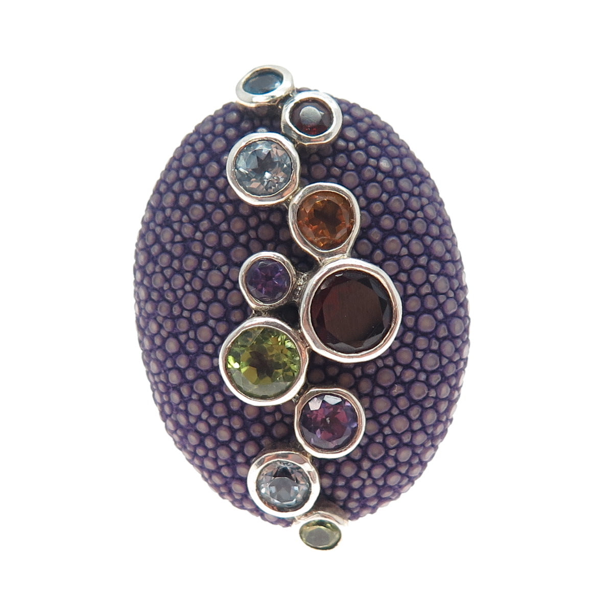 CHI by FALCHI Sterling Enamel Topaz Amethyst Garnet Citrine Peridot Ring Size 7