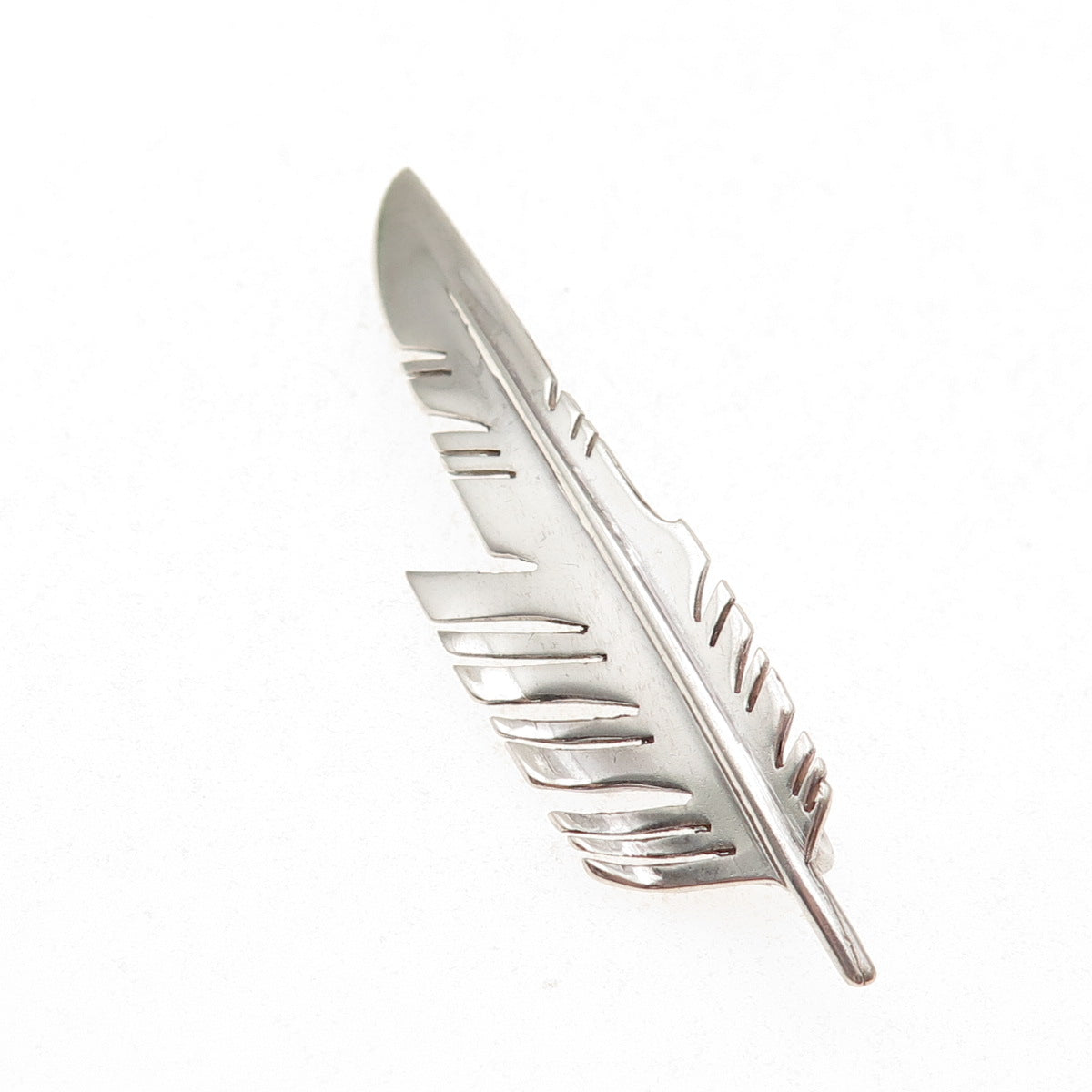 Old Pawn 925 Sterling Silver Vintage Southwestern Feather Pin Brooch / Pendant