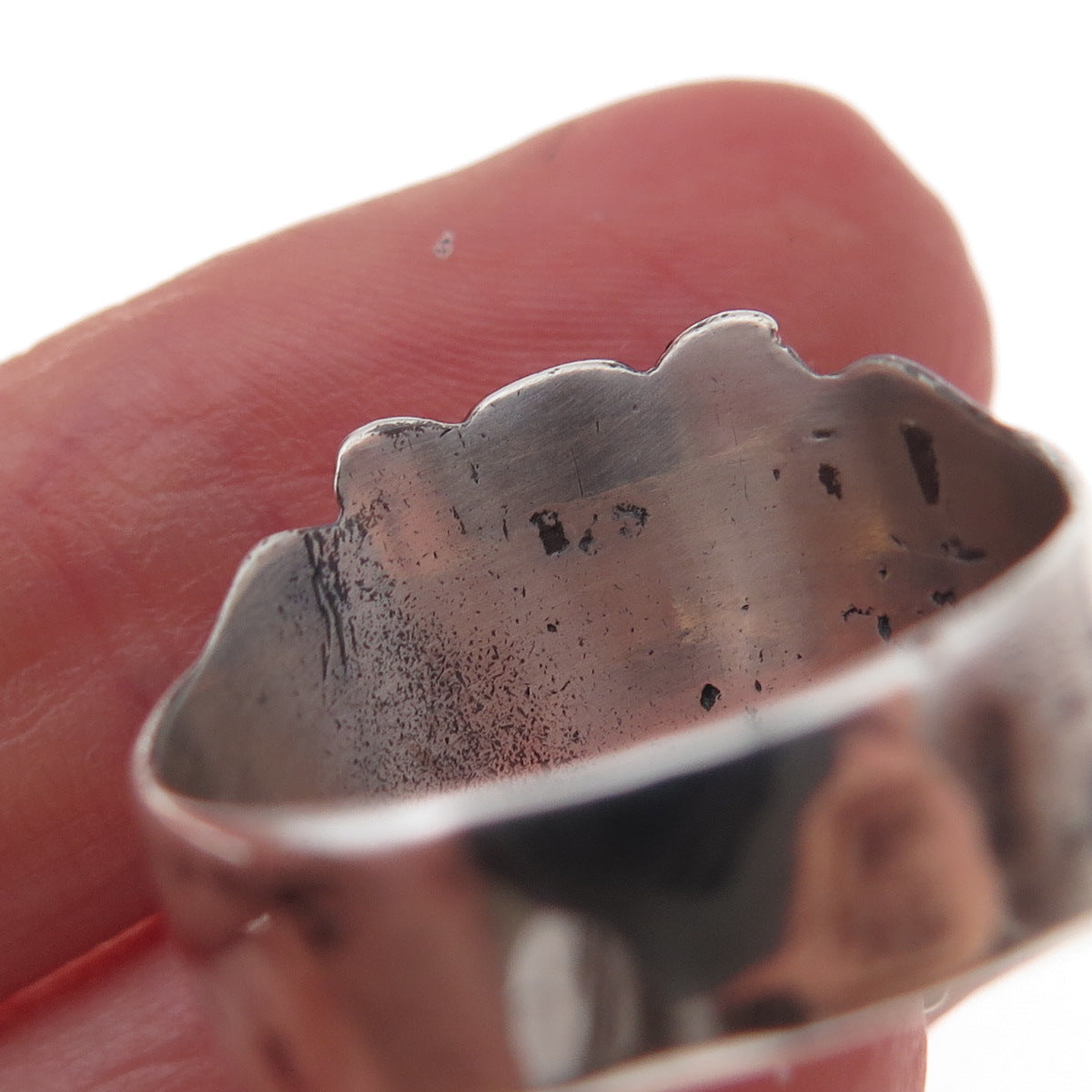 925 Sterling Silver Vintage Aztec Oxidized Ring Size 8.5