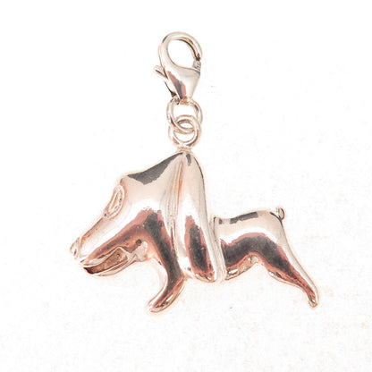 925 Sterling Silver Vintage Dog Lobster Lock Clasp Charm Pendant