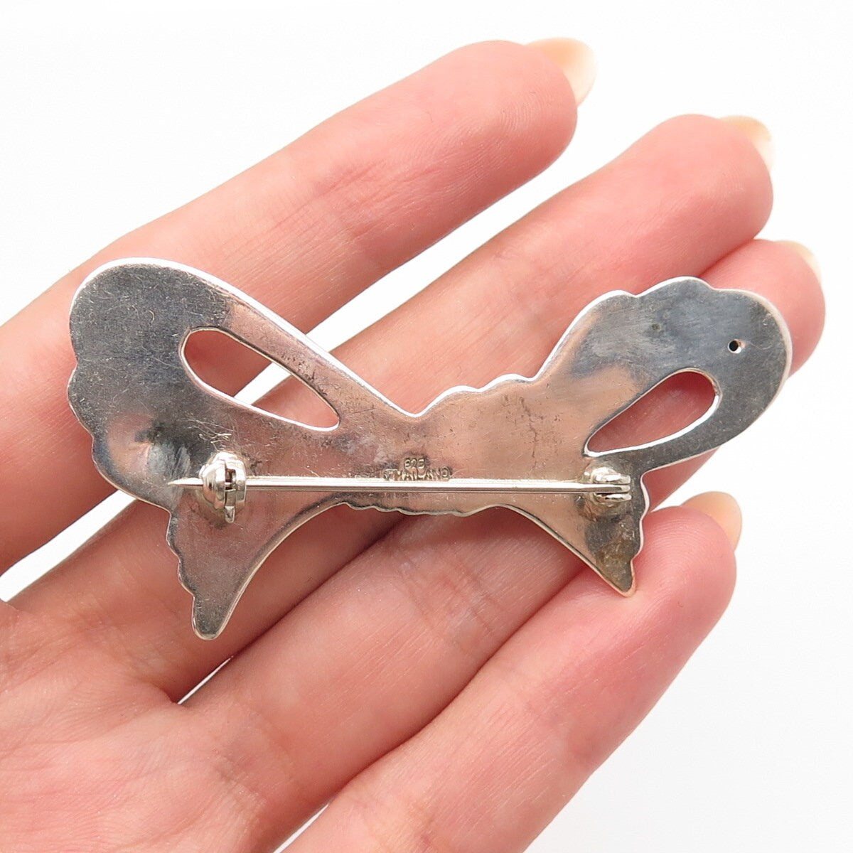 925 Sterling Silver Vintage Bow Pin Brooch