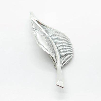 925 Sterling Silver Vintage BEAU Leaf Pin Brooch
