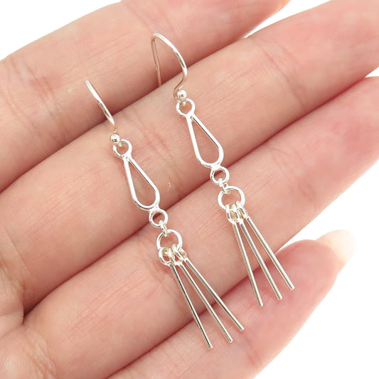 925 Sterling Silver Teardrop Tassel Dangling Earrings