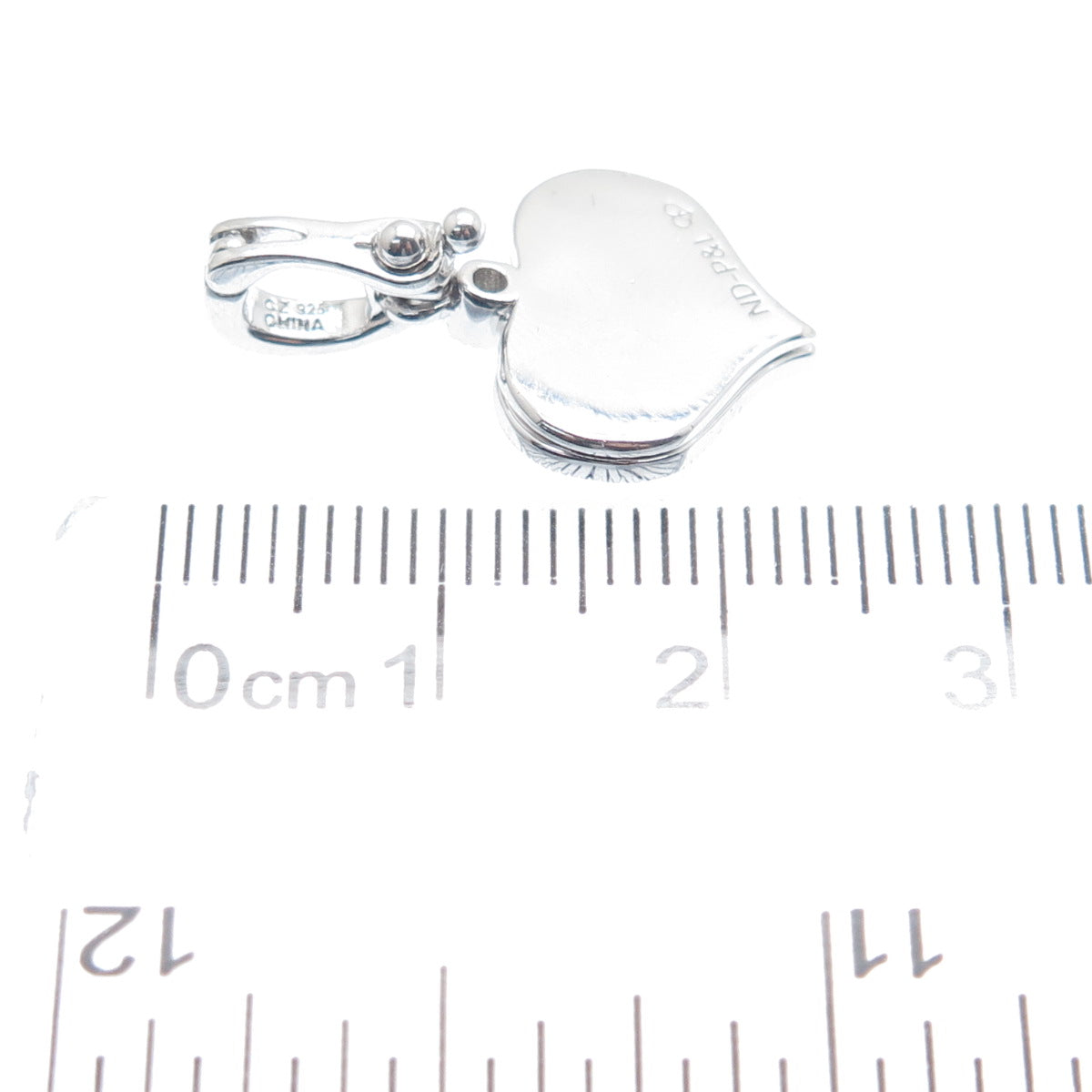 925 Sterling Silver Round-Cut C Z Peace Symbol Heart Minimalist Charm Pendant