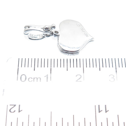925 Sterling Silver Round-Cut C Z Peace Symbol Heart Minimalist Charm Pendant