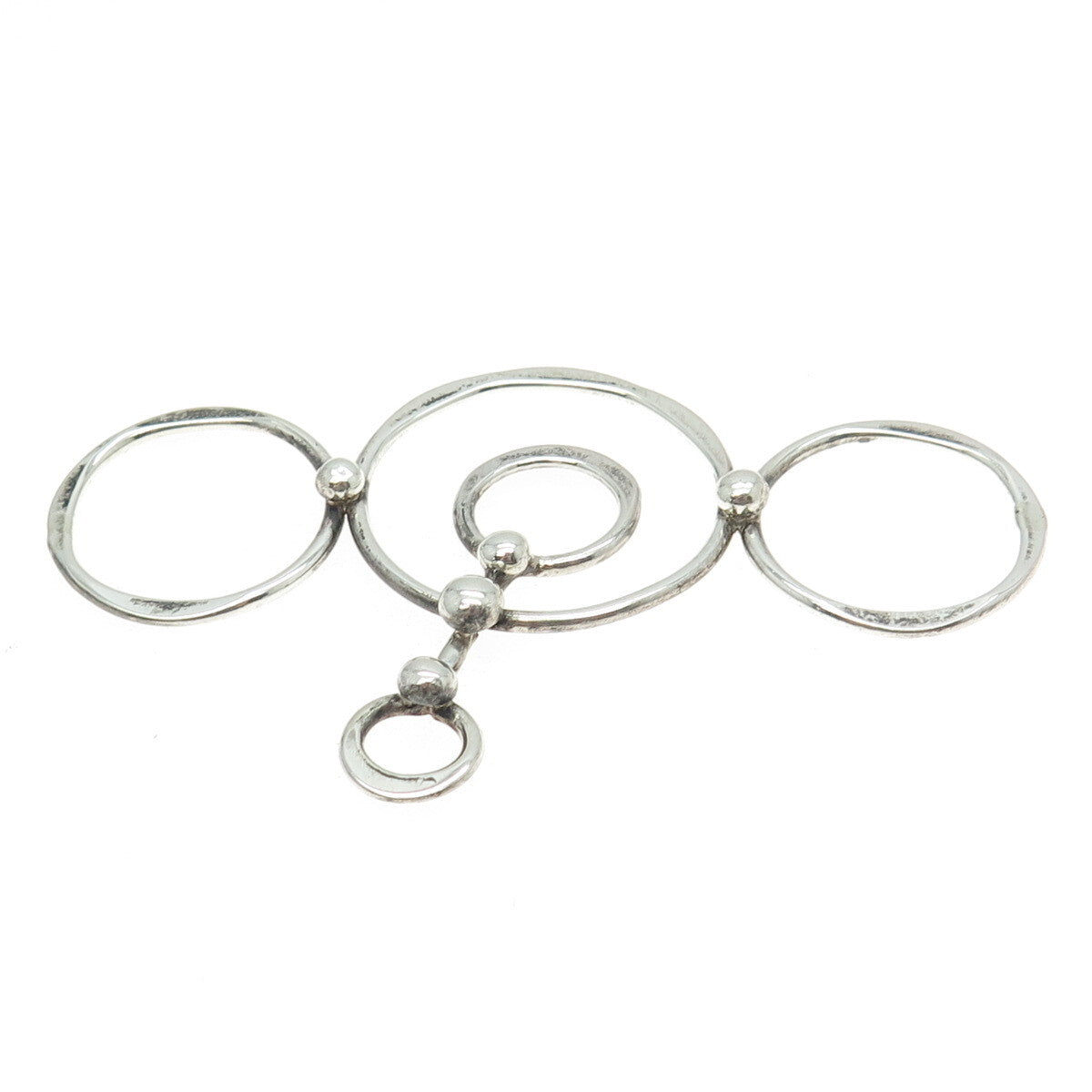 MARTIN LASAK 925 Sterling Silver Vintage Modernist Hammered Circle Pendant