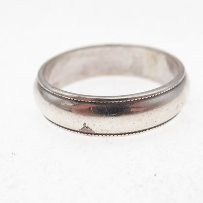 Seta 925 Sterling Silver Vintage Wedding Oxidized Band Ring Size 10.25