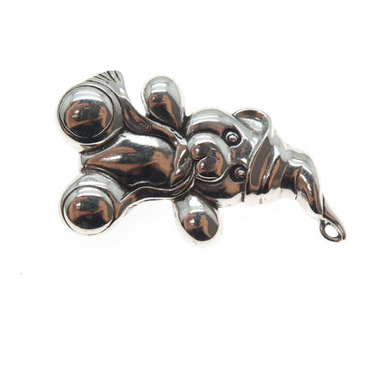 JEZLAINE 925 Sterling Silver Vintage Teddy Bear Oxidized Pin Brooch