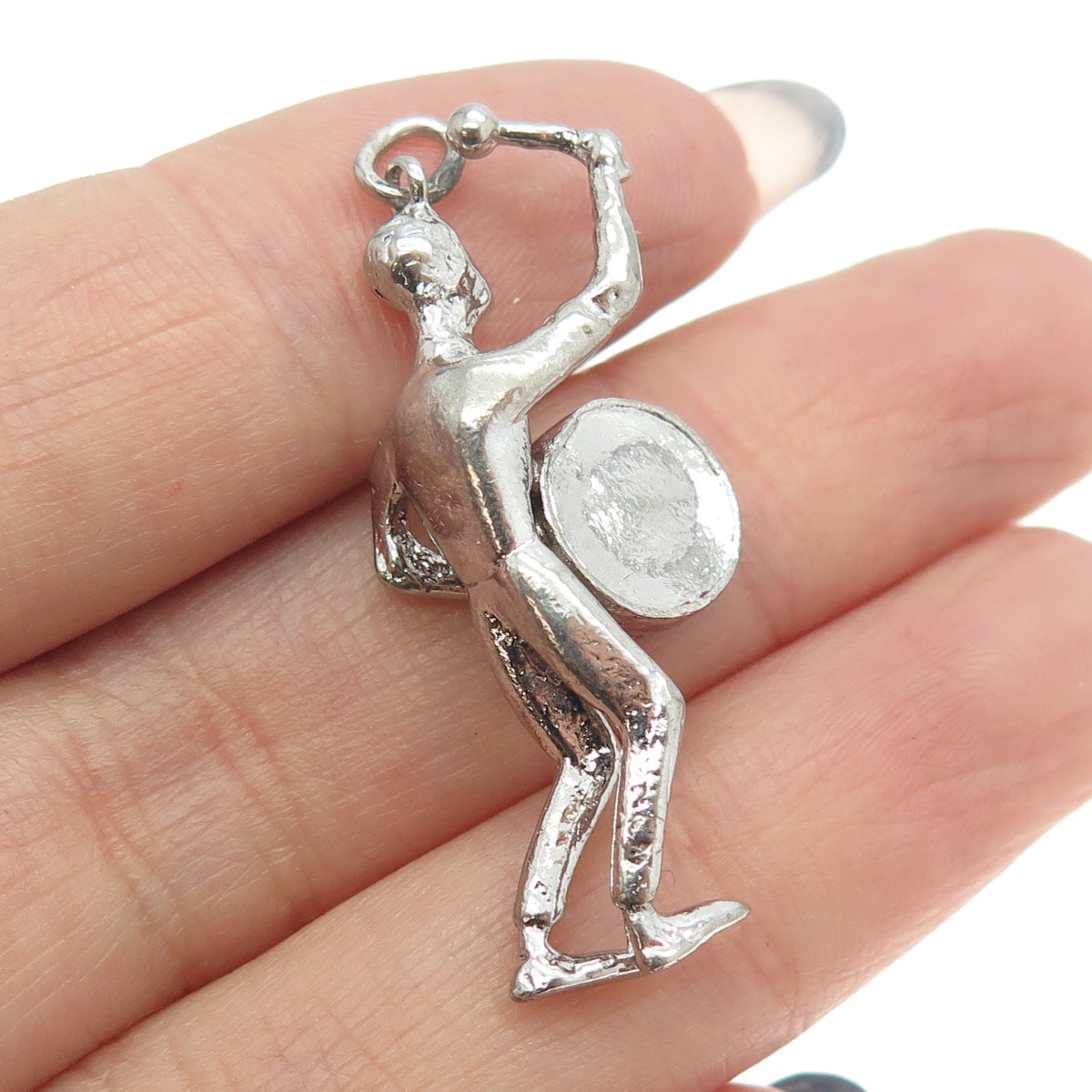 925 Sterling Silver Antique Art Deco Drum Corps on Parade Charm Pendant