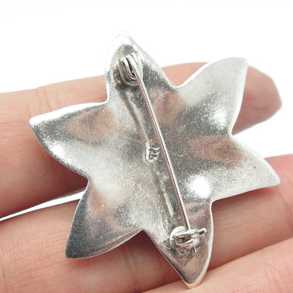 925 Sterling Silver Vintage Petal Floral Pin Brooch