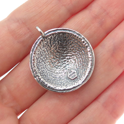925 Sterling Silver Vintage Israel Modernist Swirl Oxidized Charm Pendant