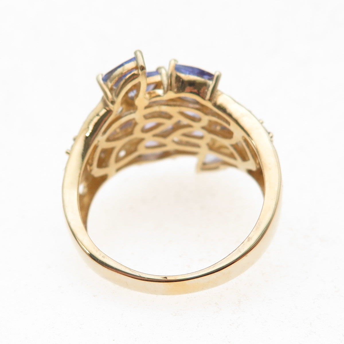 Chuck Clemency 925 Sterling Silver Gold Plated Real Tanzanite Ring Size 8.25