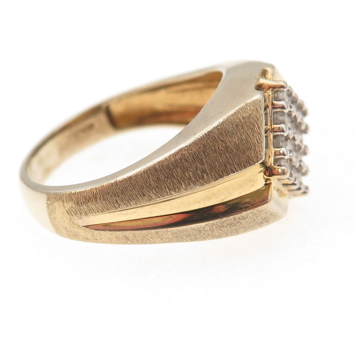 925 Sterling Silver Gold Plated Real Round-Cut Diamond Ring Size 10