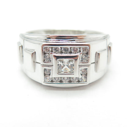 925 Sterling Silver Princess-Cut & Round-Cut Shaped C Z Ring Size 9.25
