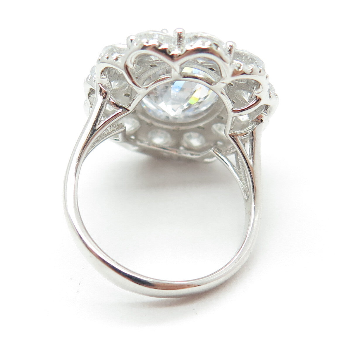 925 Sterling Silver Oval & Round-Cut C Z Ring Size 8