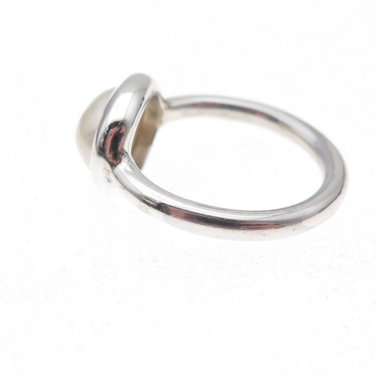 925 Sterling Silver Vintage Real Pearl Modernist Ring Size 6