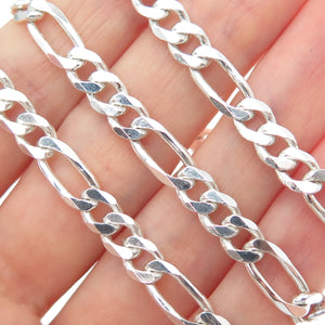 925 Sterling Silver Vintage Italy Figaro Chain Necklace 18"
