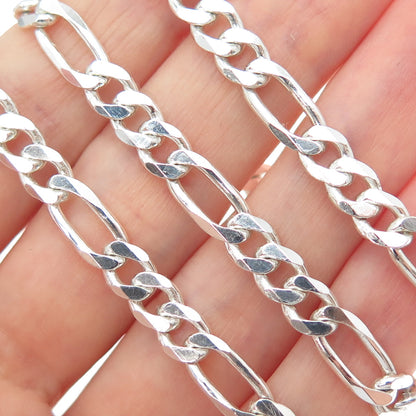 925 Sterling Silver Vintage Italy Figaro Chain Necklace 18"