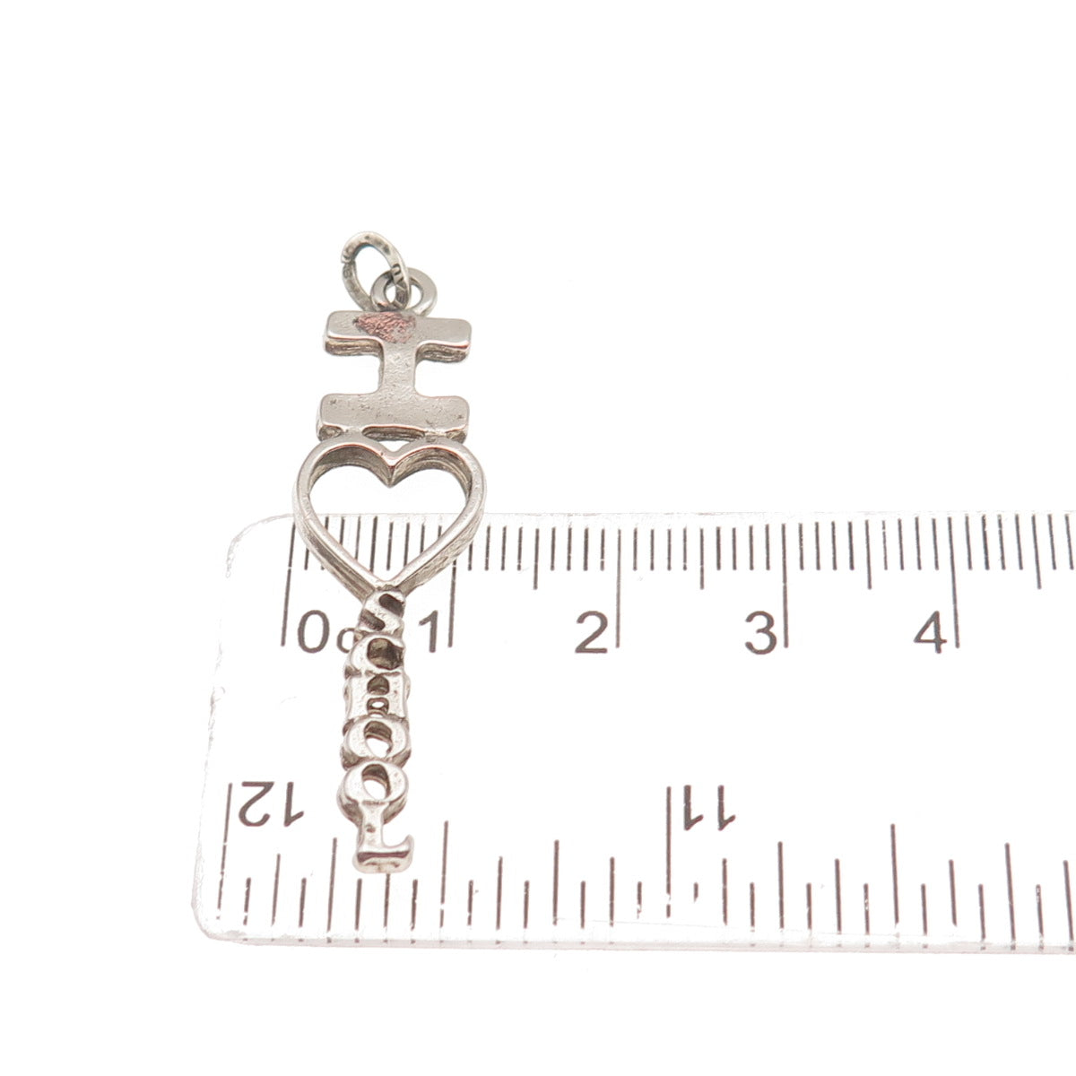 BEAU 925 Sterling Silver Vintage I Love School Oxidized Charm Pendant