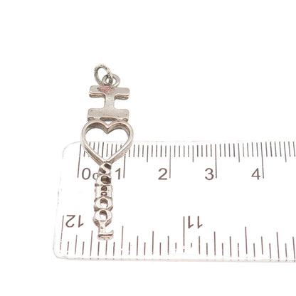 BEAU 925 Sterling Silver Vintage I Love School Oxidized Charm Pendant