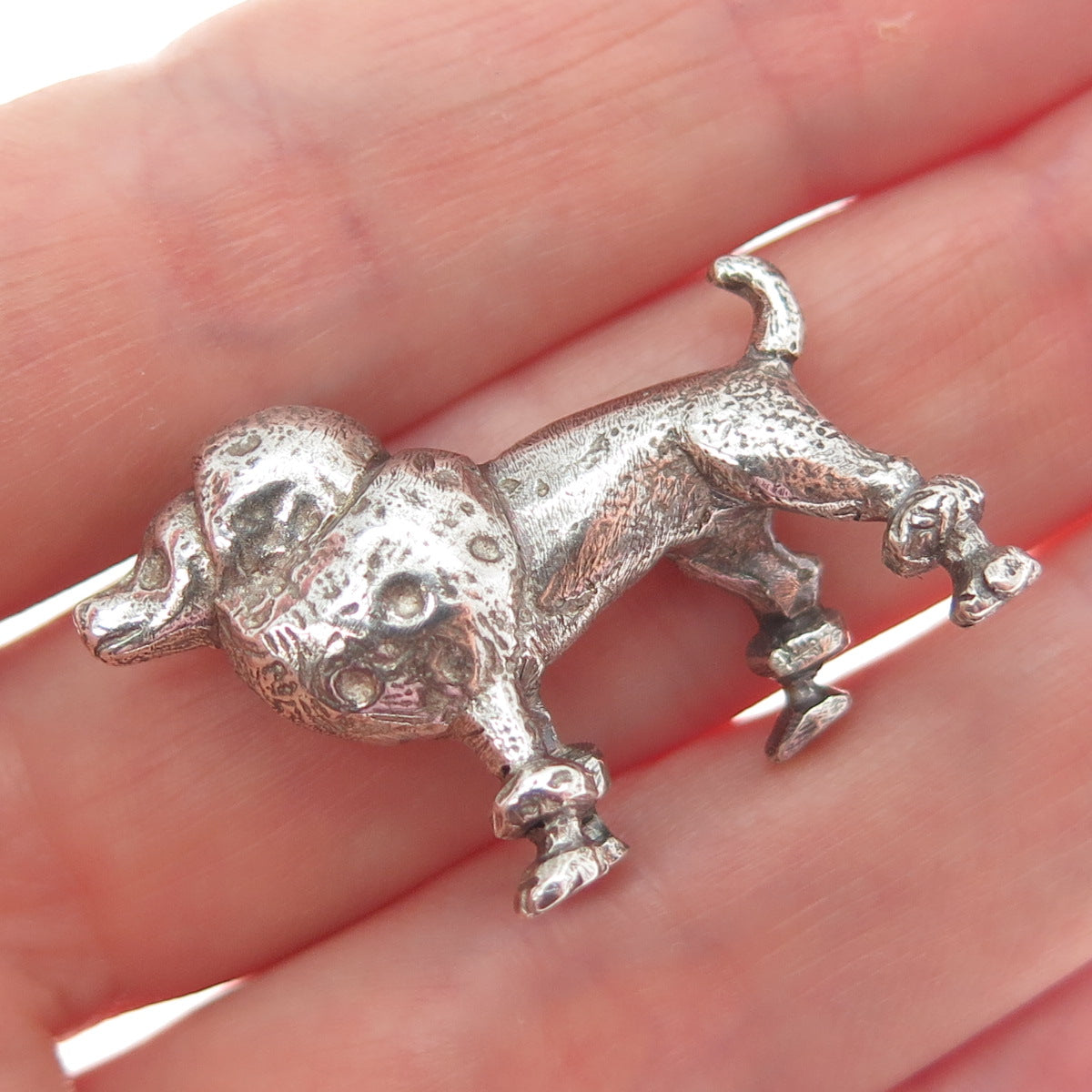 925 Sterling Silver Vintage Poodle Dog Miniature / Figurine