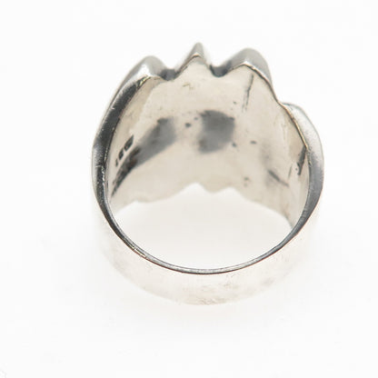 925 Sterling Silver Vintage Mexico Modernist Ribbed Oxidized Ring Size 8