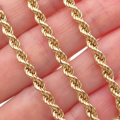 925 Sterling Silver Gold Plated Italy Twisted Rope Chain Necklace 24"