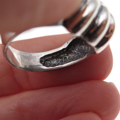 925 Sterling Silver Vintage Modernist Oxidized Ring Size 8.25