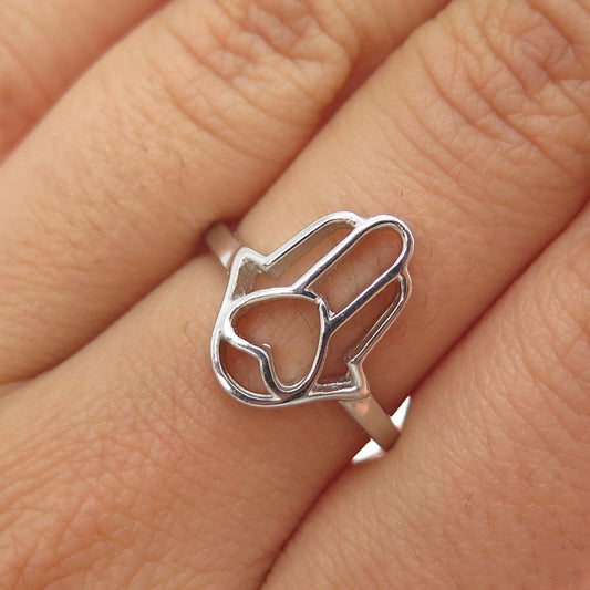 925 Sterling Silver Hamsa Amulet Ring Size 7