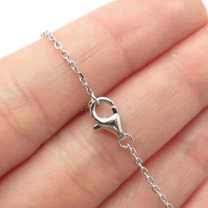 925 Sterling Silver Radiant-Cut C Z Rolo Chain Necklace 16"