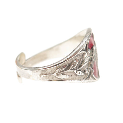 Creed 925 Sterling Antique Art Deco Enamel Holy Spirit Adjustable Ring Size 8.75